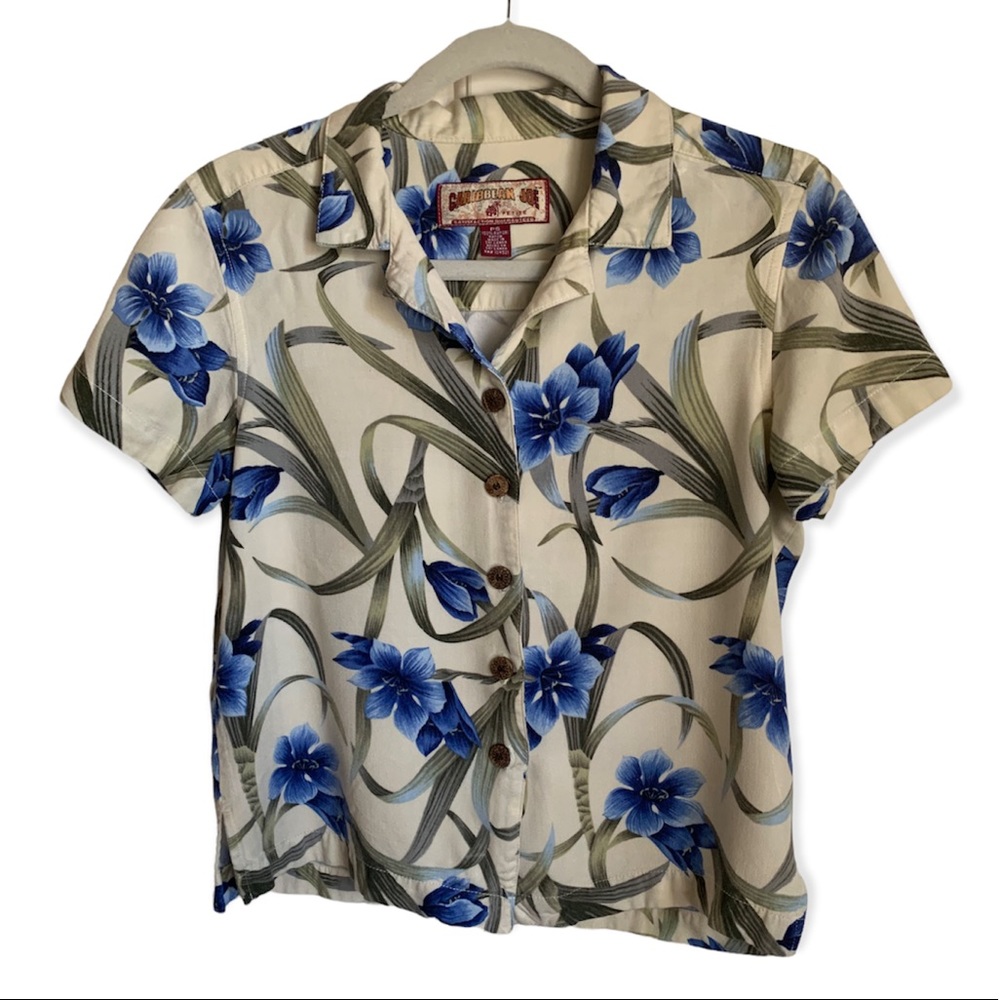 Caribbean Joe | Floral Button Down Aloha Shirt sz PS